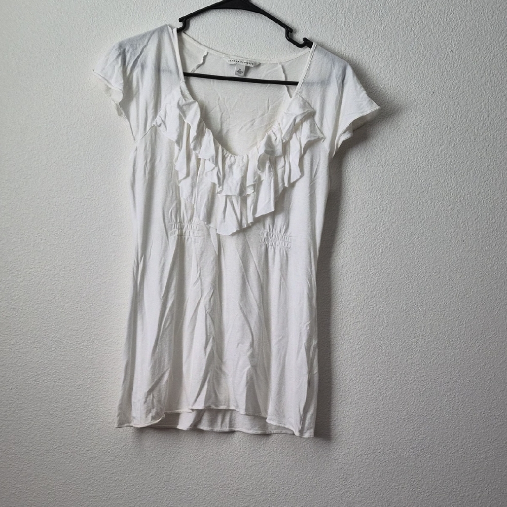 Banana Republic White Ruffled Blouse